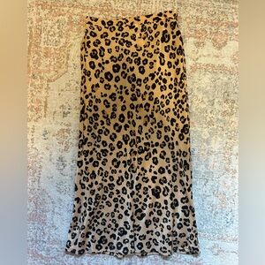Cheetah print, silky, midi skirt